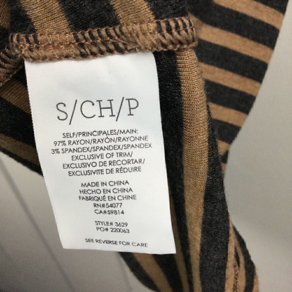 Cabi Striped Tee Tan & Gray Stripes Asymmetrical Hem Tunic, Size Small - Picture 7 of 10